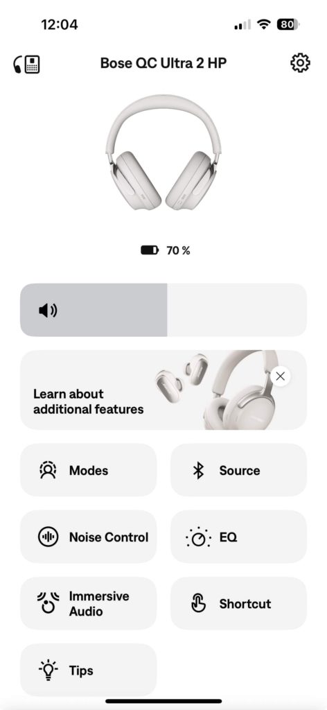 Bose QuietComfort Ultra Headphones 2 Gen App Screenshot